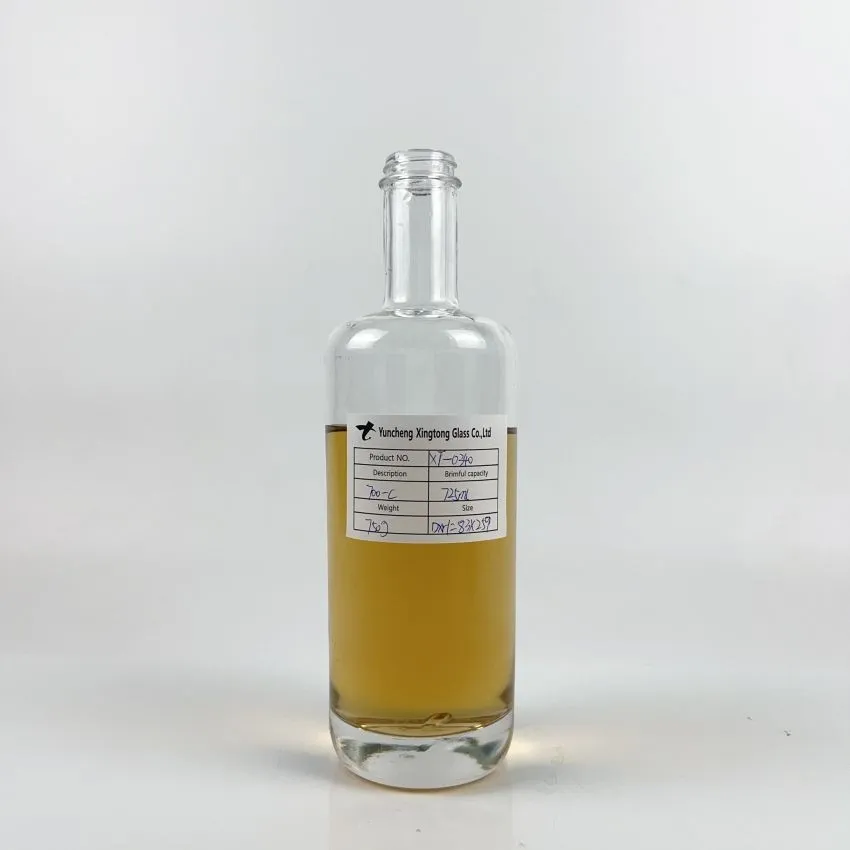 700 میلی‌لیتر 750 گرم بطری شیشه‌ای ویسکی براندی جین ودکا با شانه‌های صاف و ضخیم با درپوش پیچی