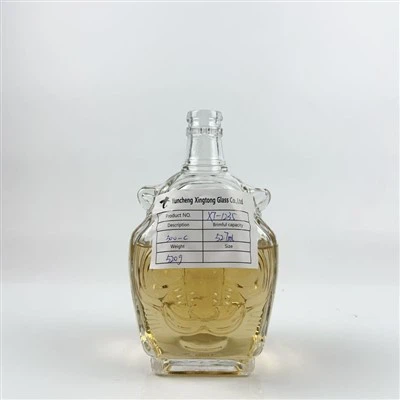 بطری های شیشه ای خالی ودکا 500 میلی لیتری 750 میلی لیتری دهان ببری شکل تکیلا جین ویسکی